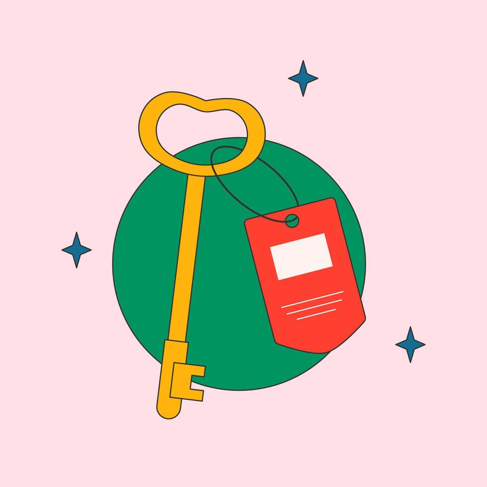 Hotel Rom Key with Tag Illustration vector