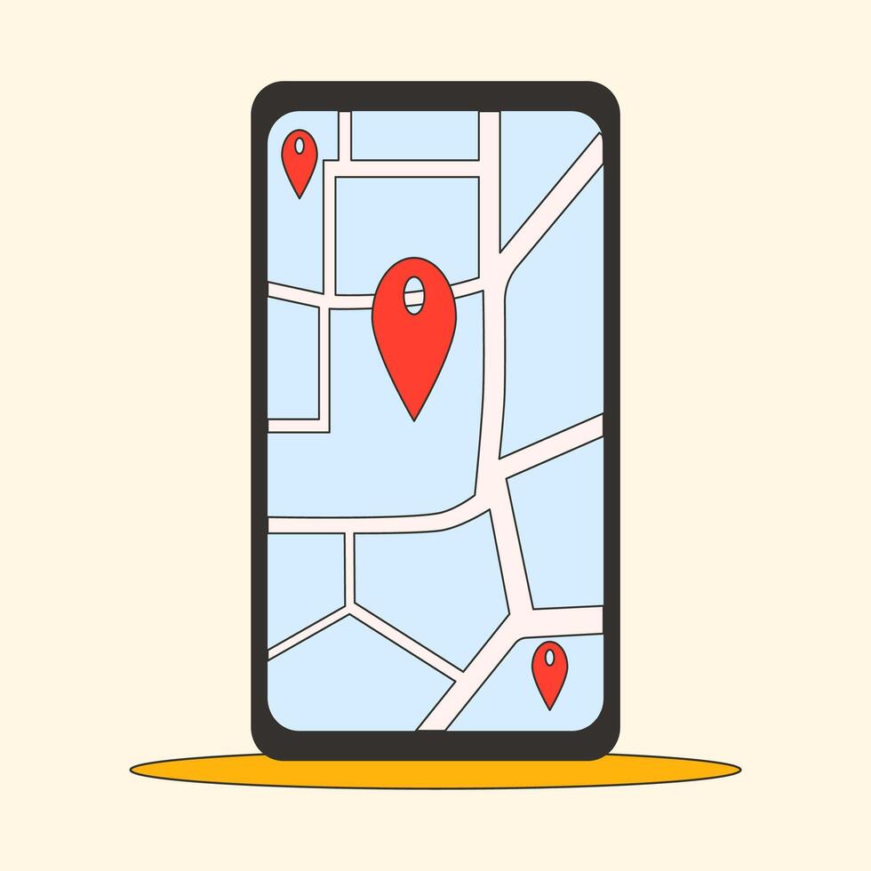 Mobile Phone with Navigation Map Illustration vector