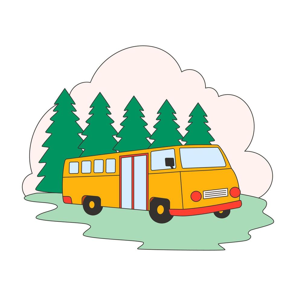 Illustration of a Bus Road Trip vector