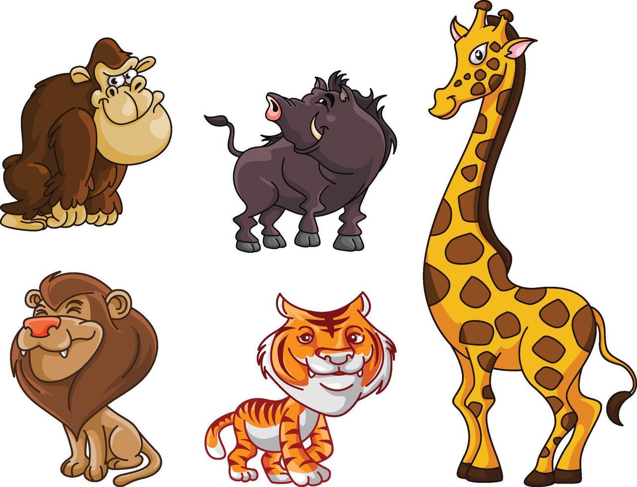 set of cute funny animals vector