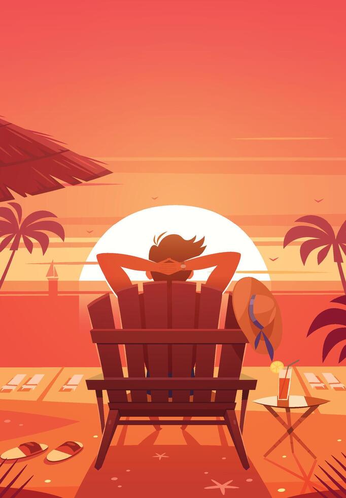 hawaiian sunset on beach vector