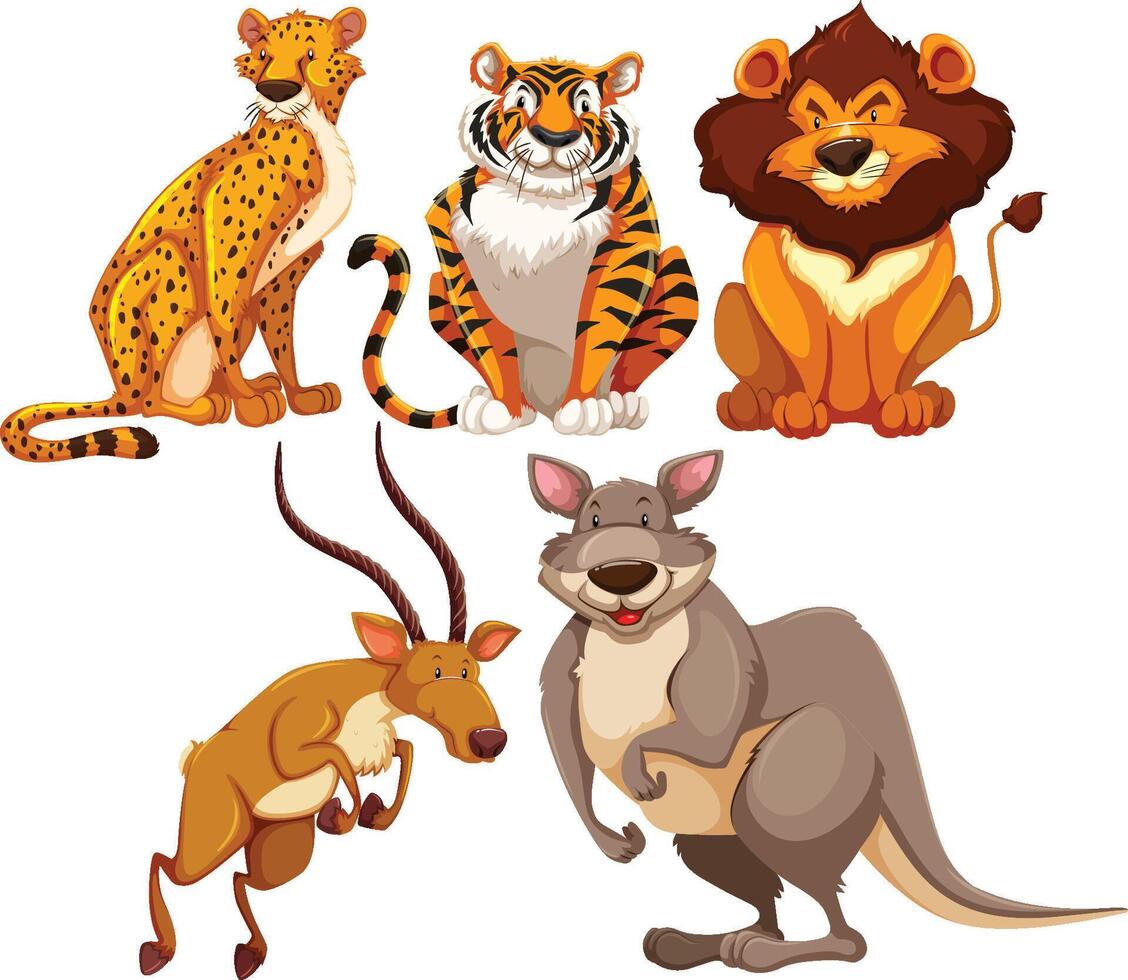 cute animals funny set vector