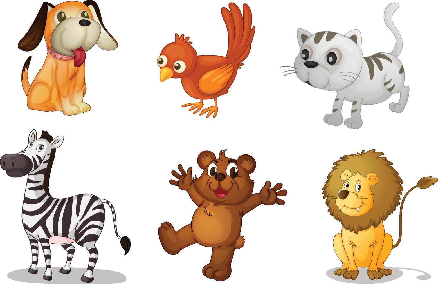 cute funny animals group set vector