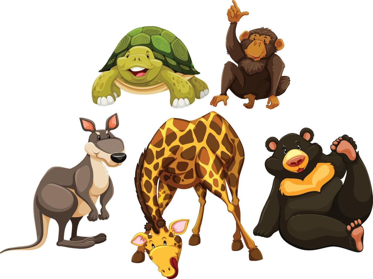 Funny Animals group cartoon set vector