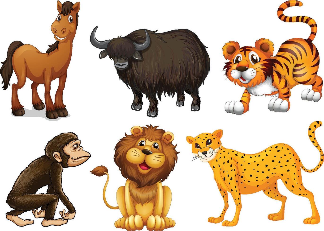 animals set funny cute vector
