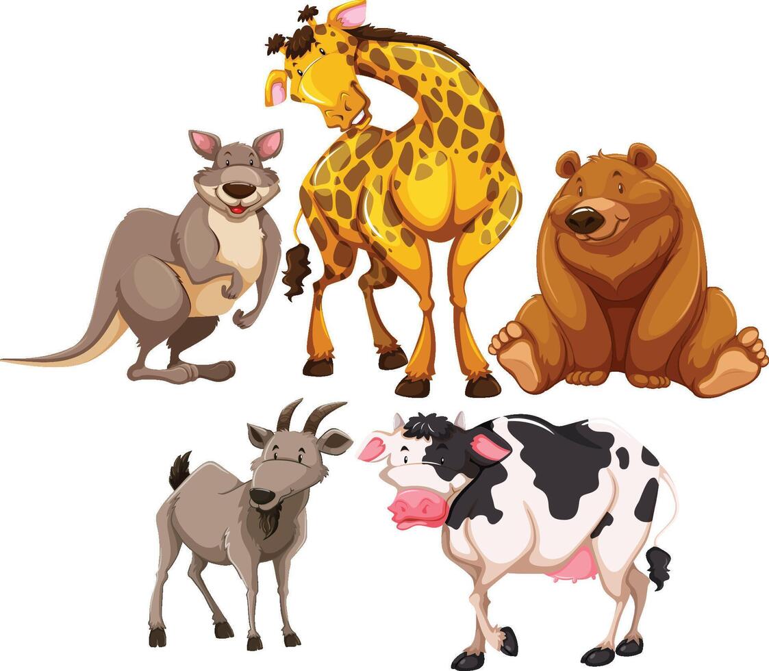 set of cartoon animals vector