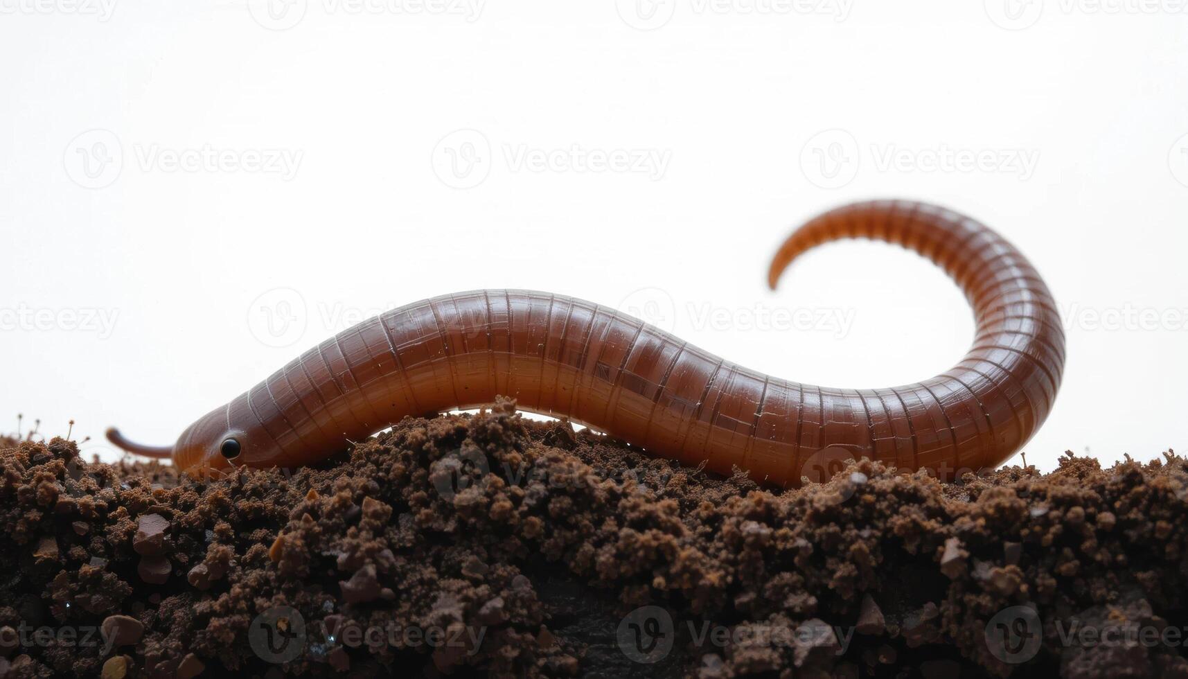 an earthworm on white background . Being an important element of the ecosystem, it helps to improve the soil structure. photo