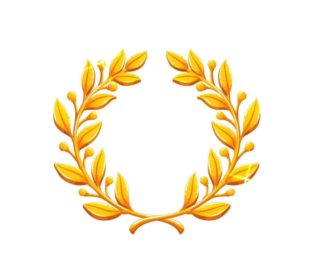 Golden laurel wreath badge for game award asset vector