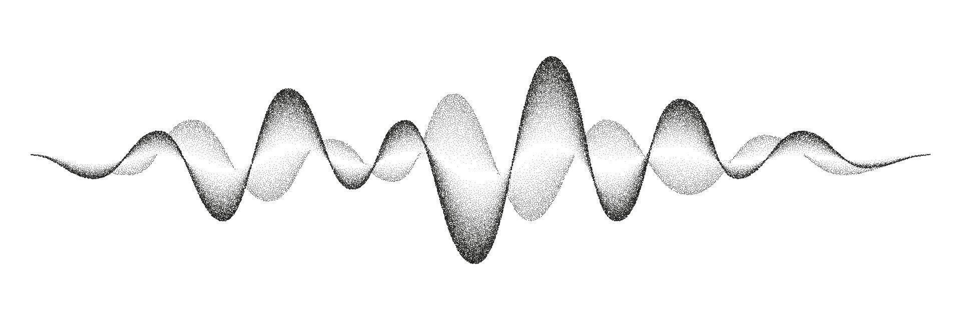 Noise grain sound wave, black stipple dotwork vector
