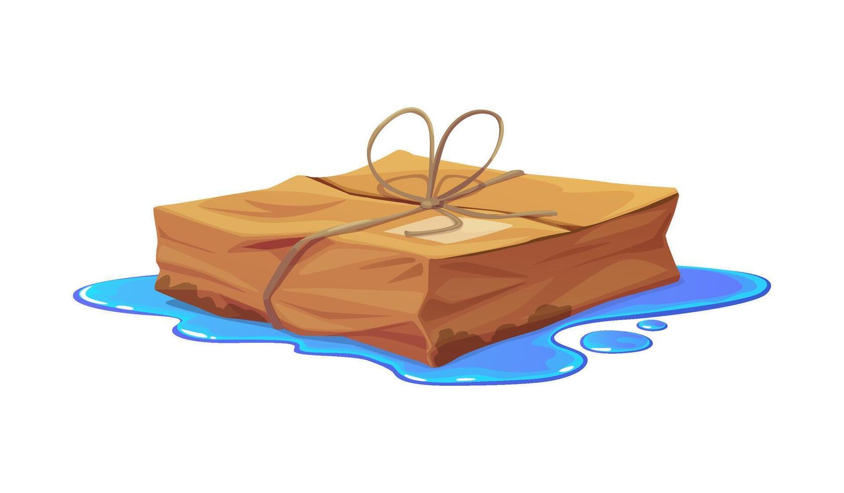 Damaged and ripped cartoon cargo cardboard box vector