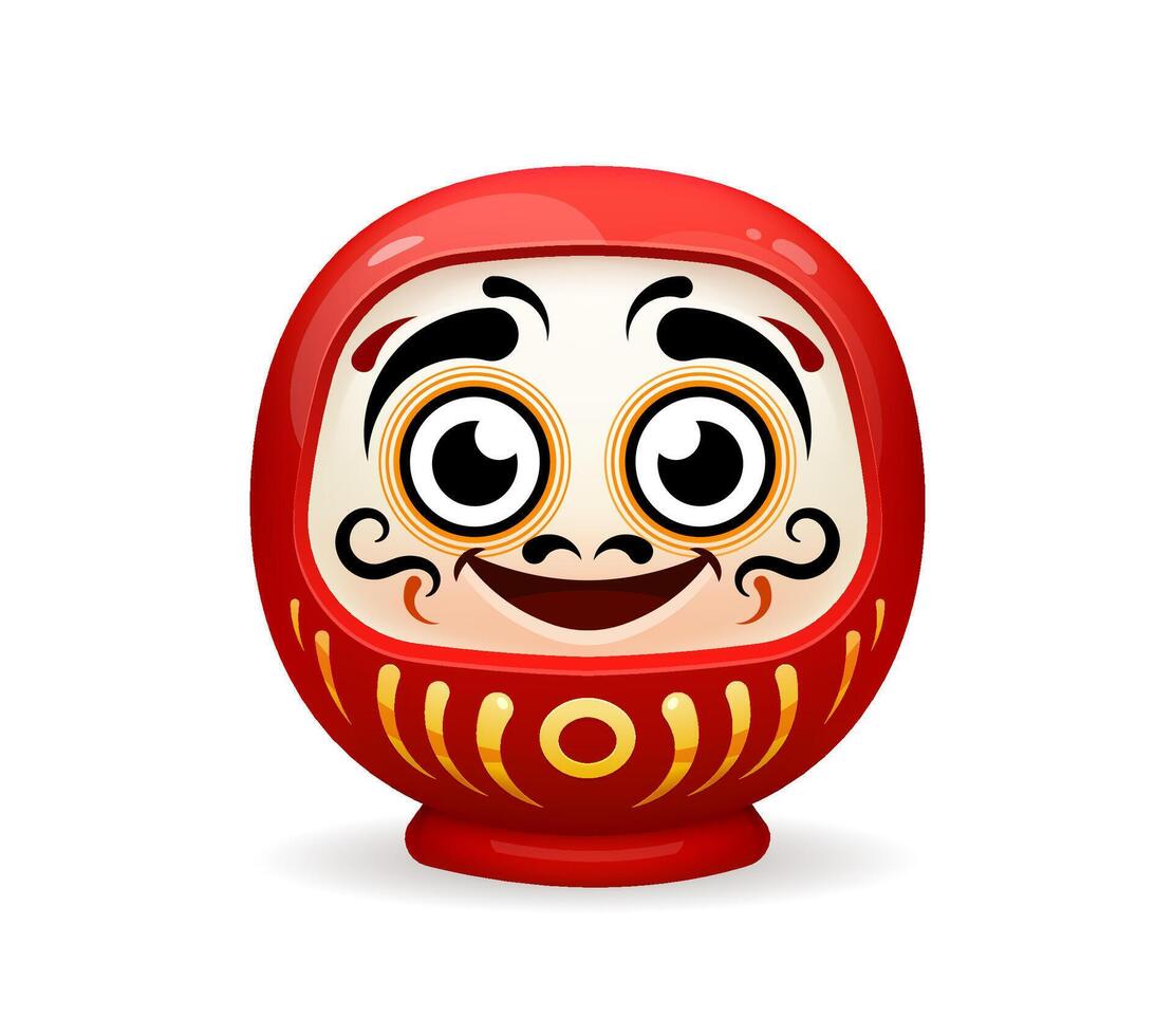 Red Daruma Japanese doll with cheerful happy face vector