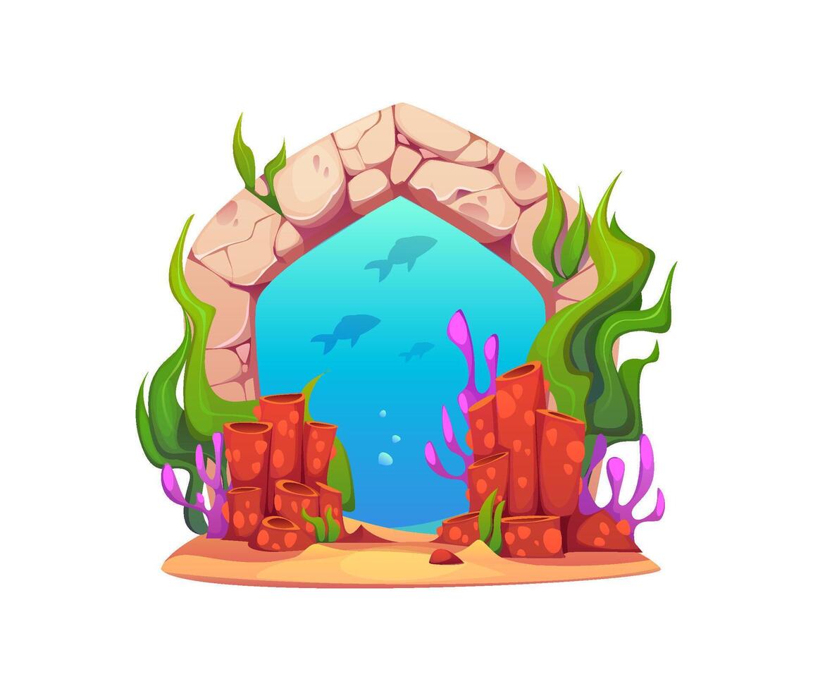 Underwater sea game portal or magic gate to sea vector