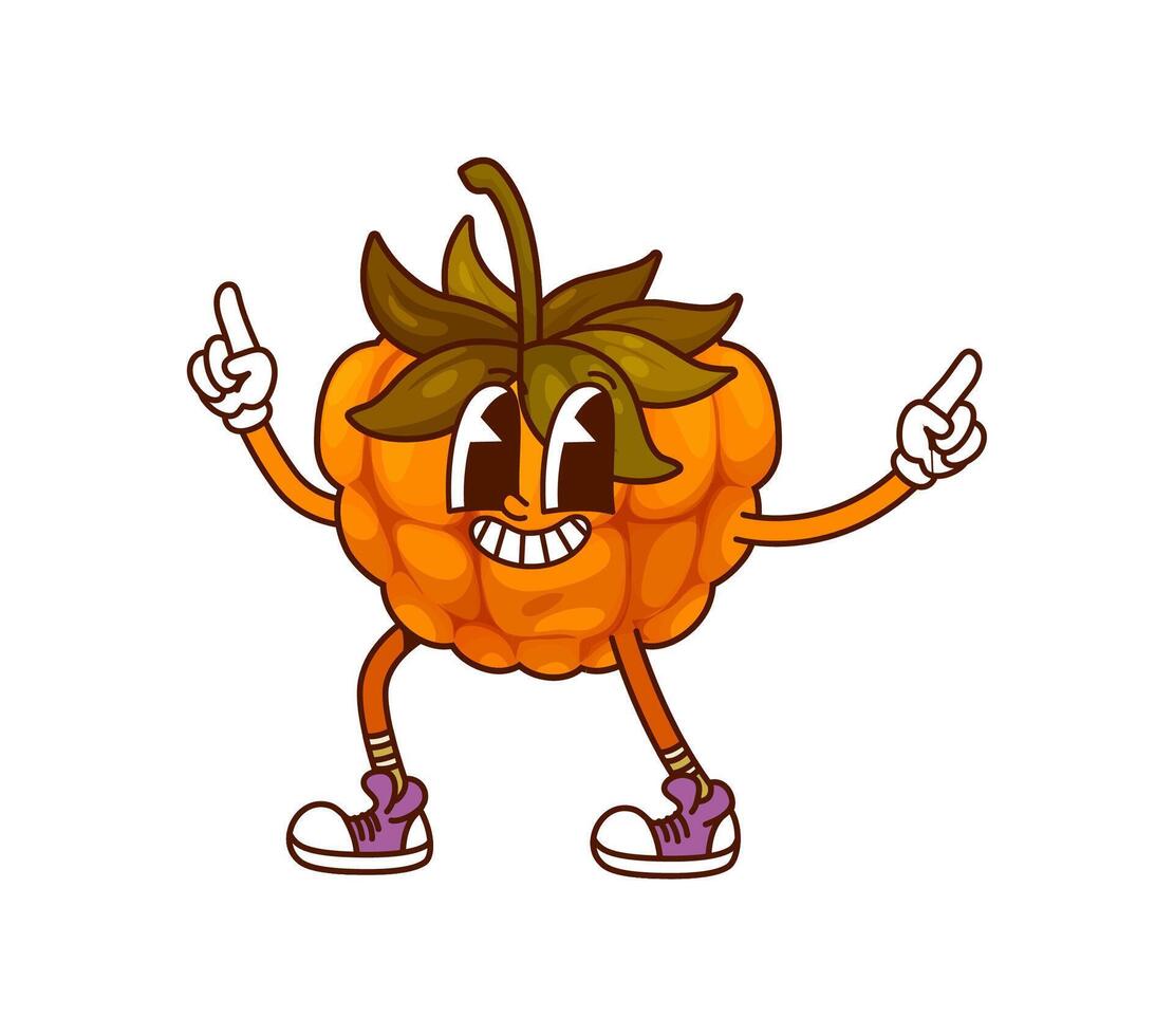 Cartoon groovy cloudberry berry y2k character vector