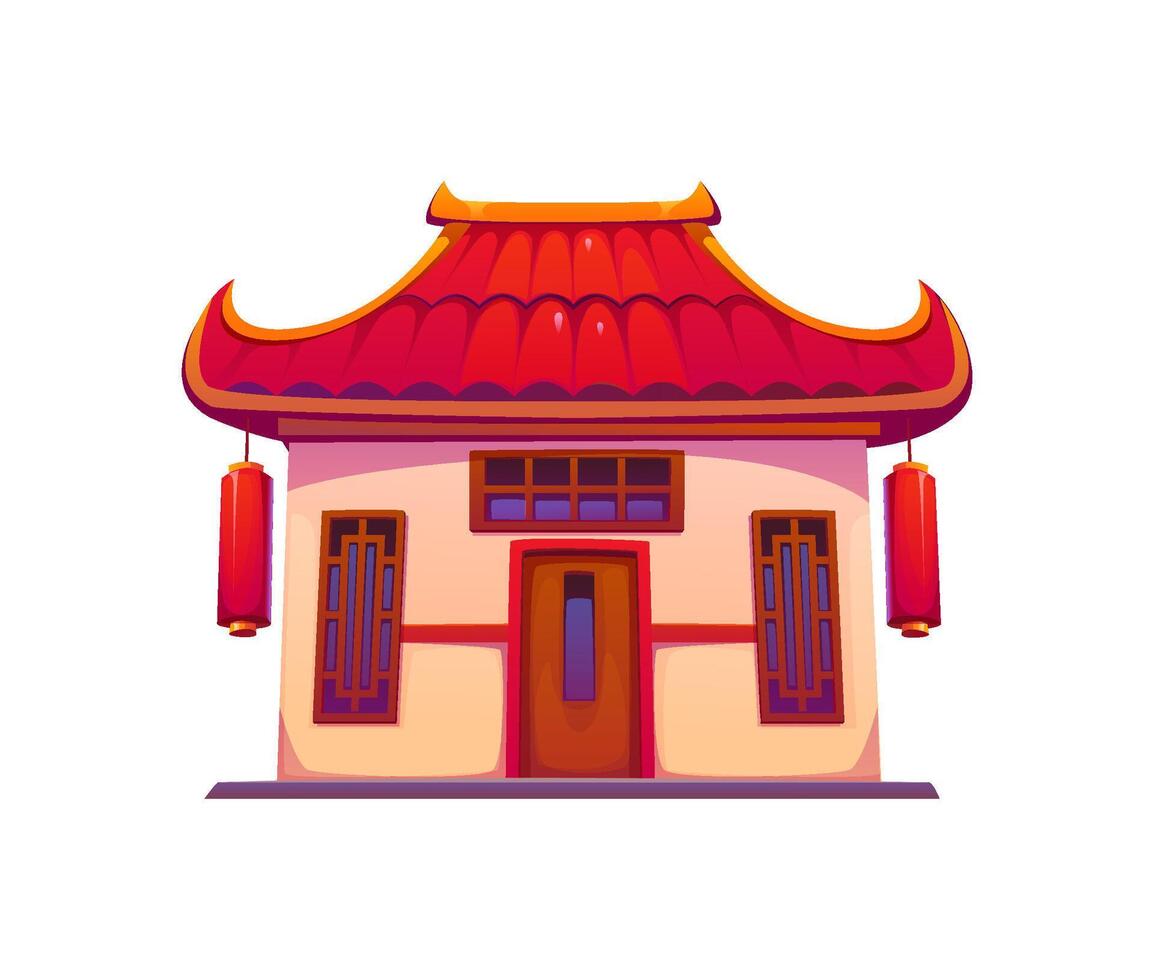 Cartoon Asian building Chinese or china town house vector
