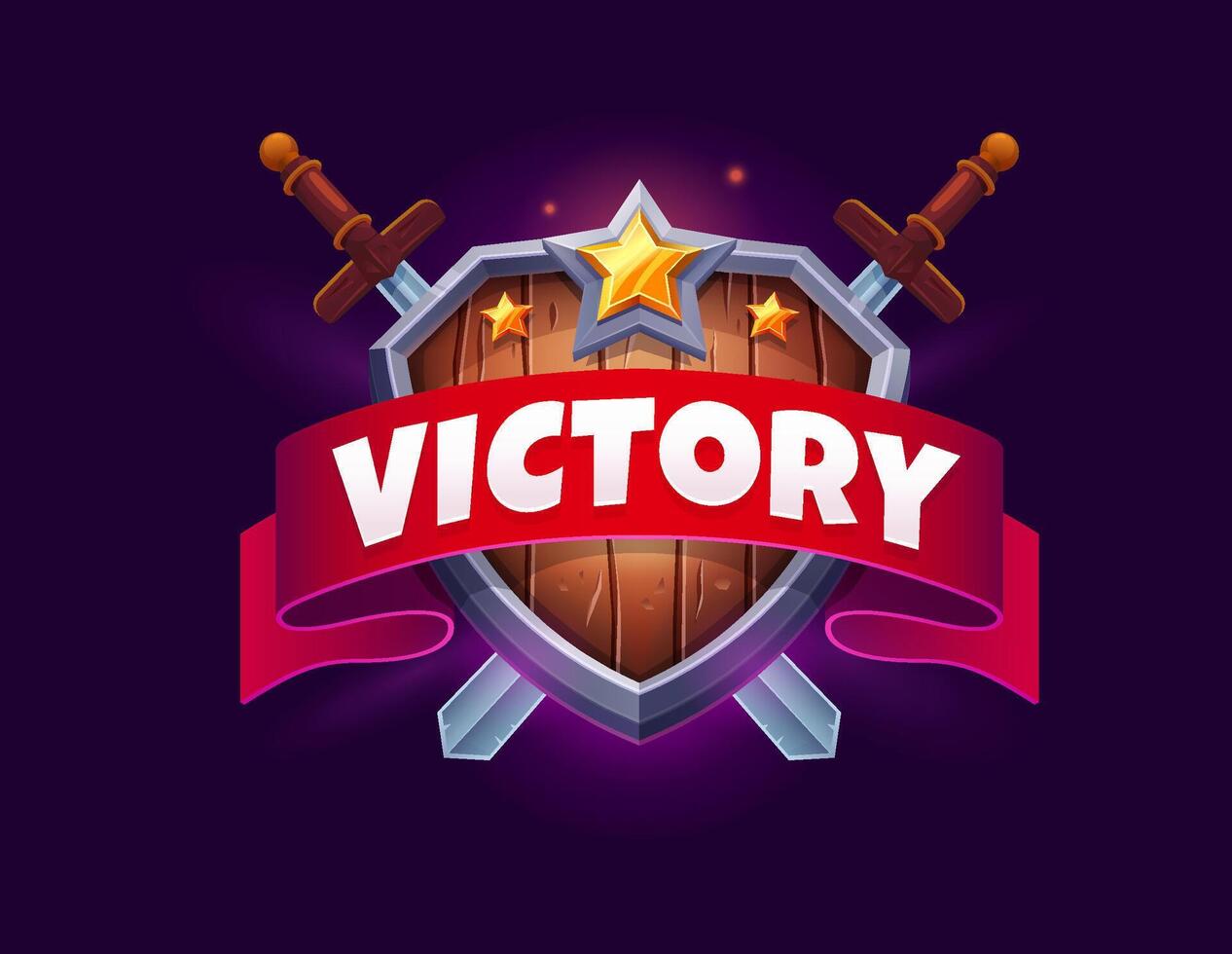 Game victory icon badge, ui award trophy banner vector