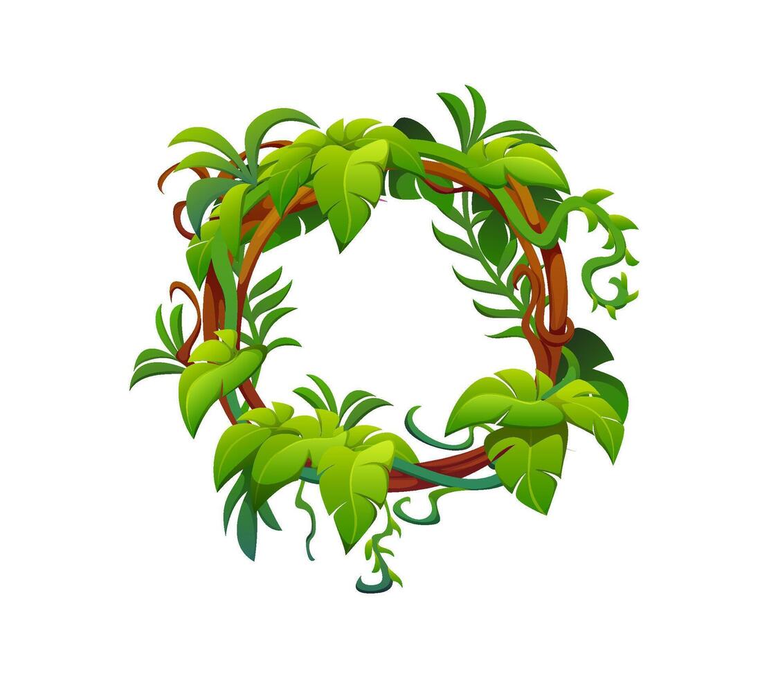 African rain forest jungle ivy liana twig frame vector