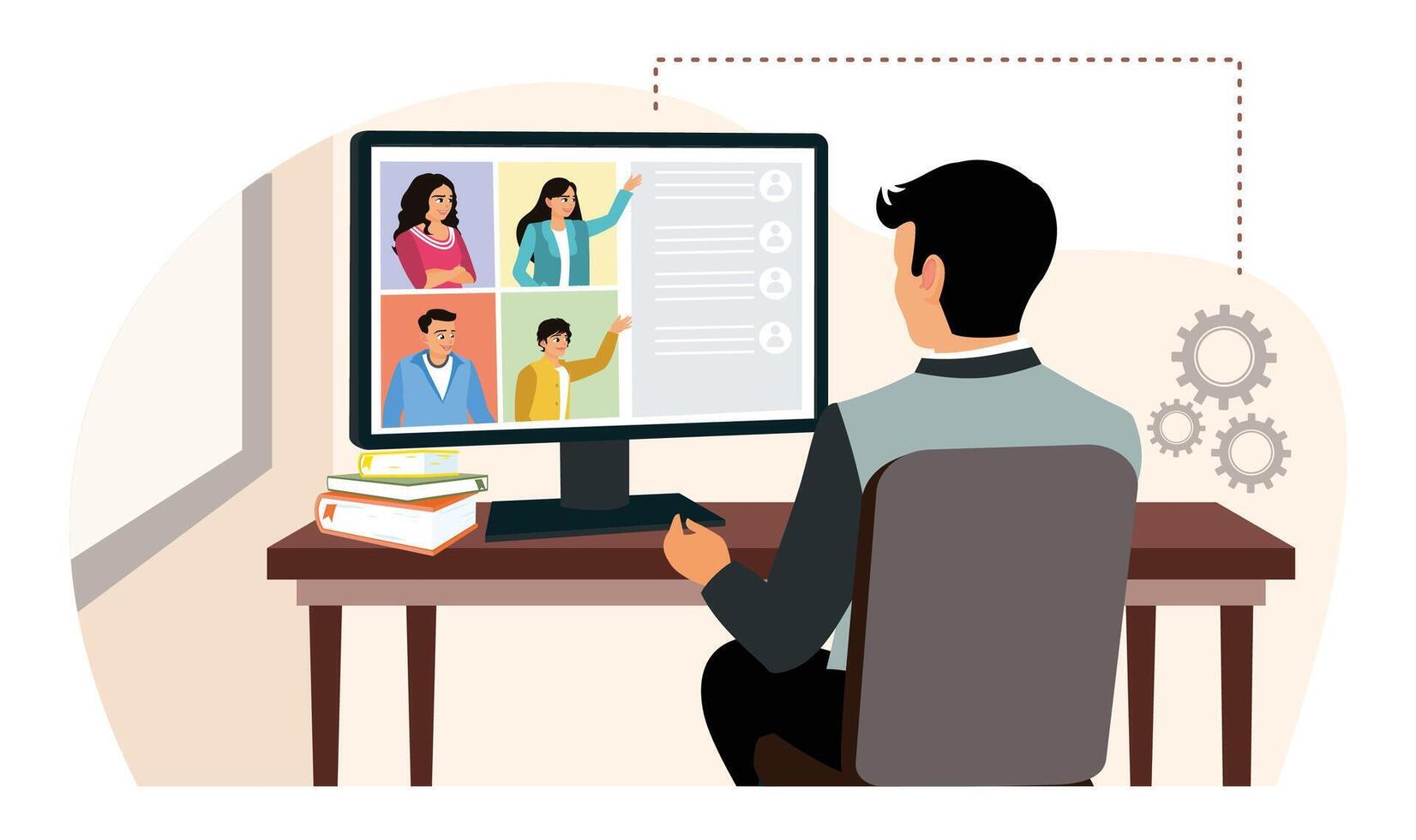 Entrepreneurs make calls with colleagues and communicate online. vector