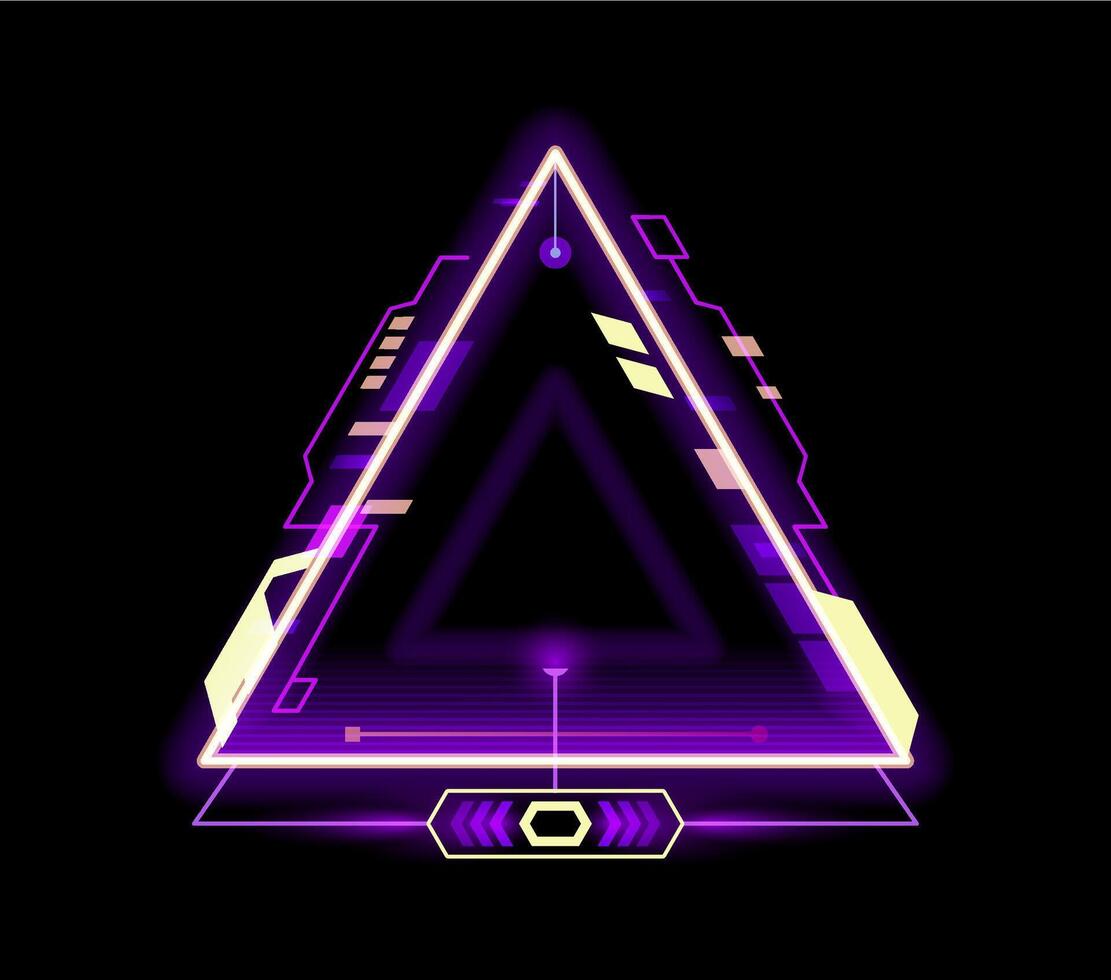 Computer game futuristic neon HUD design frame vector