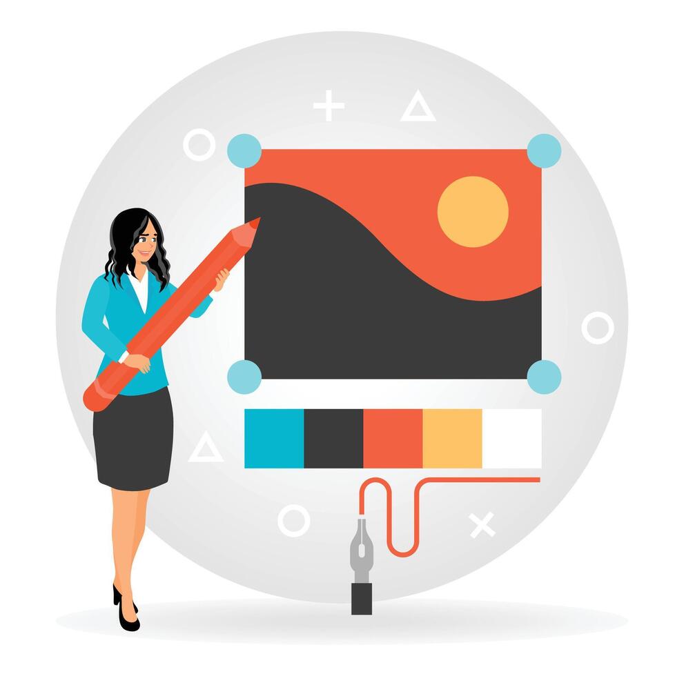 Teacher Giving Lesson to Her Students. Teaching, Learning, Education Concept. vector