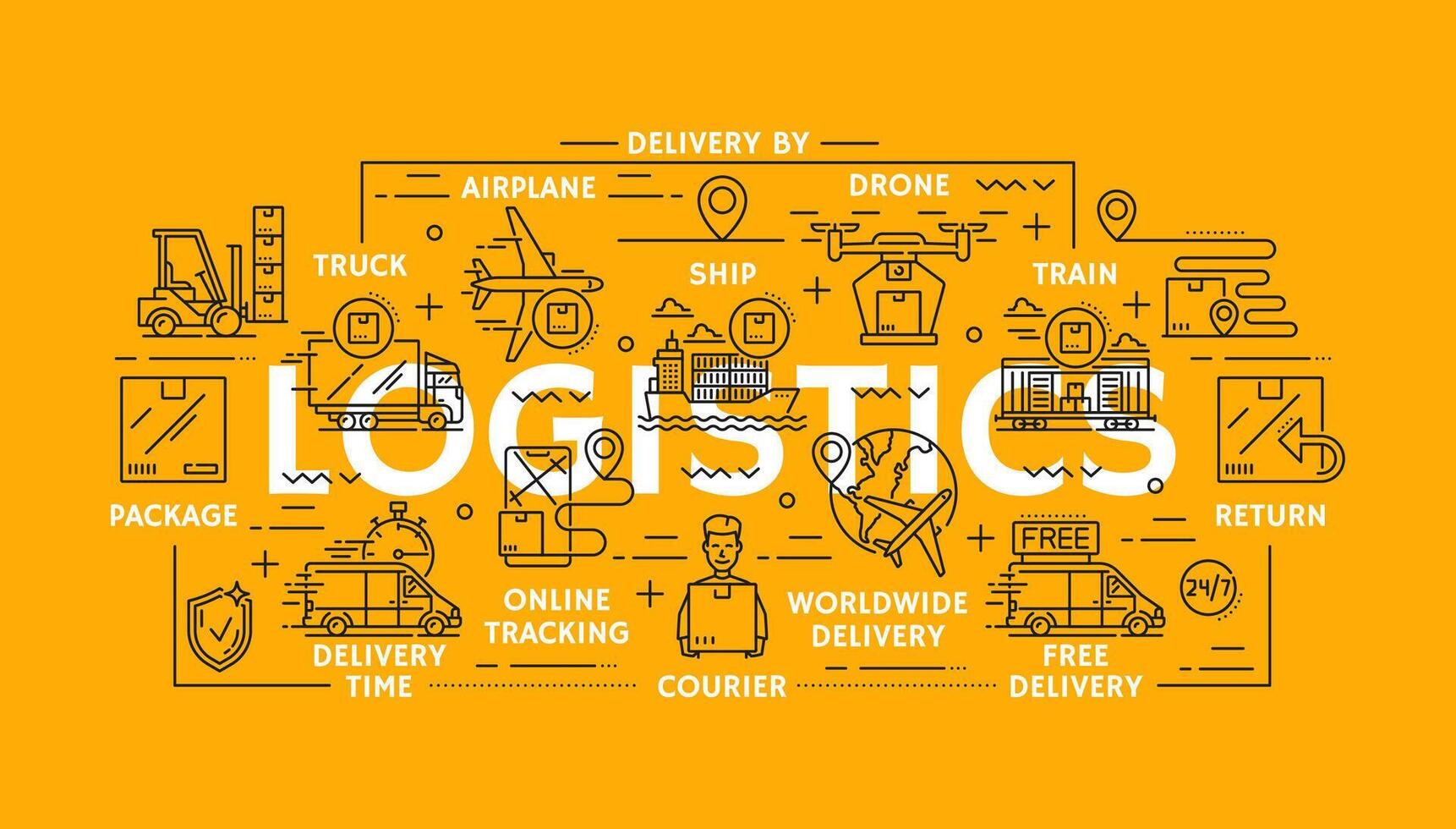Logistics icons cargo carriage service, shipping vector