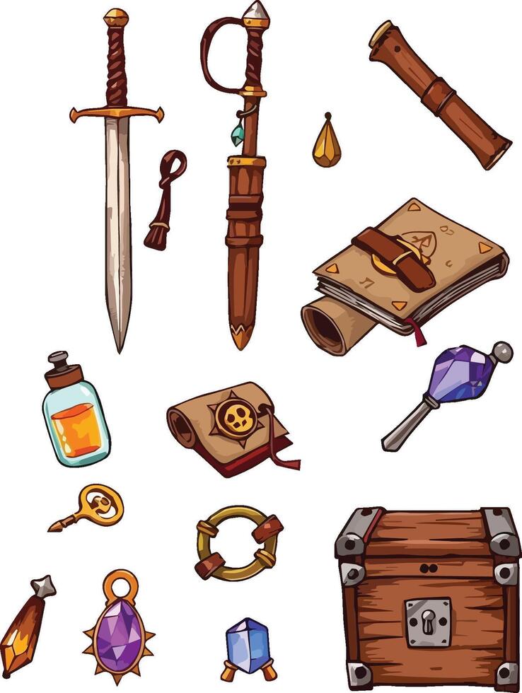 cartoon items for a game vector