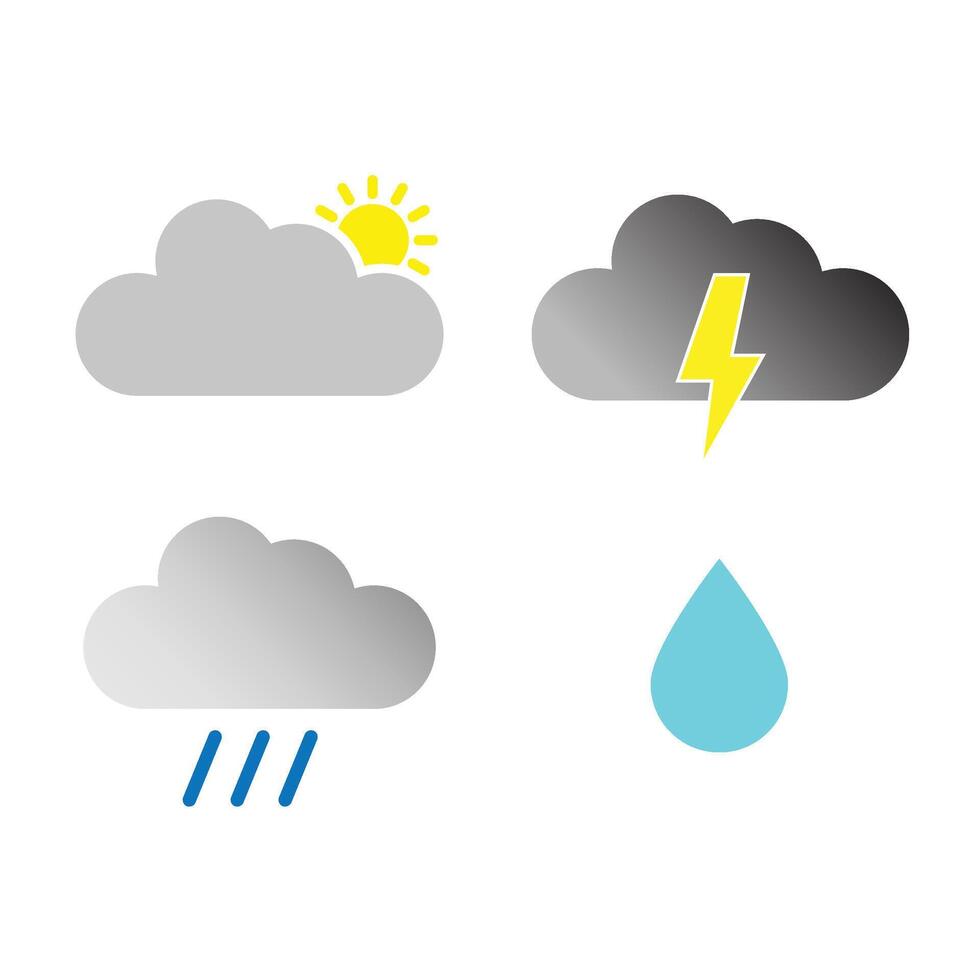 Weather forecast simple icon set stock illustration vector