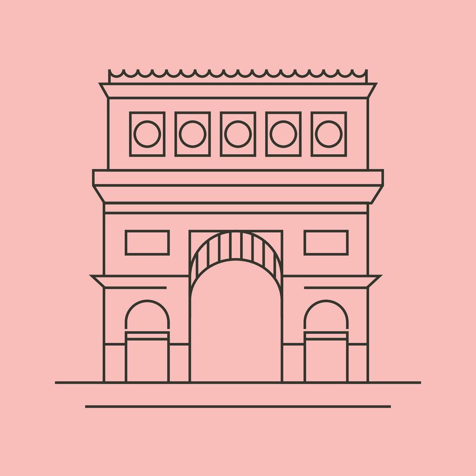 Arc de triomphe line art symbol illustration design, paris travel design stock illustration. EPS 10 vector