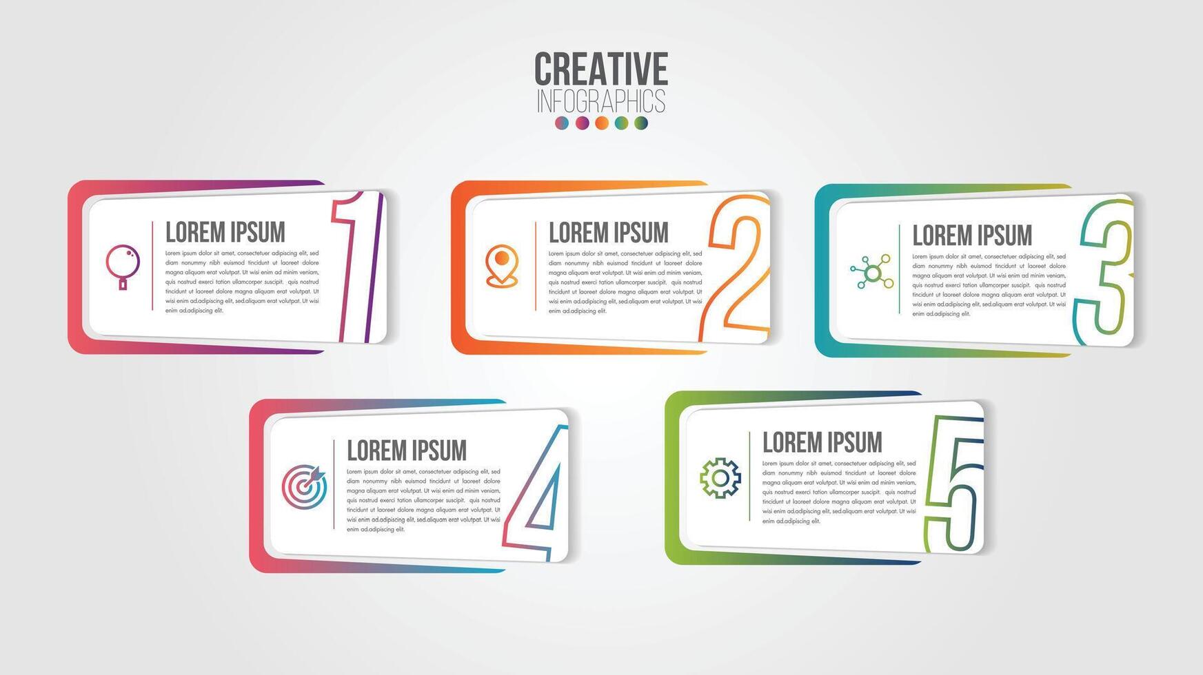 Business Infographic design template with icons and 5 numbers options or steps. Can be used for process presentations, workflow layout, diagram, banner vector