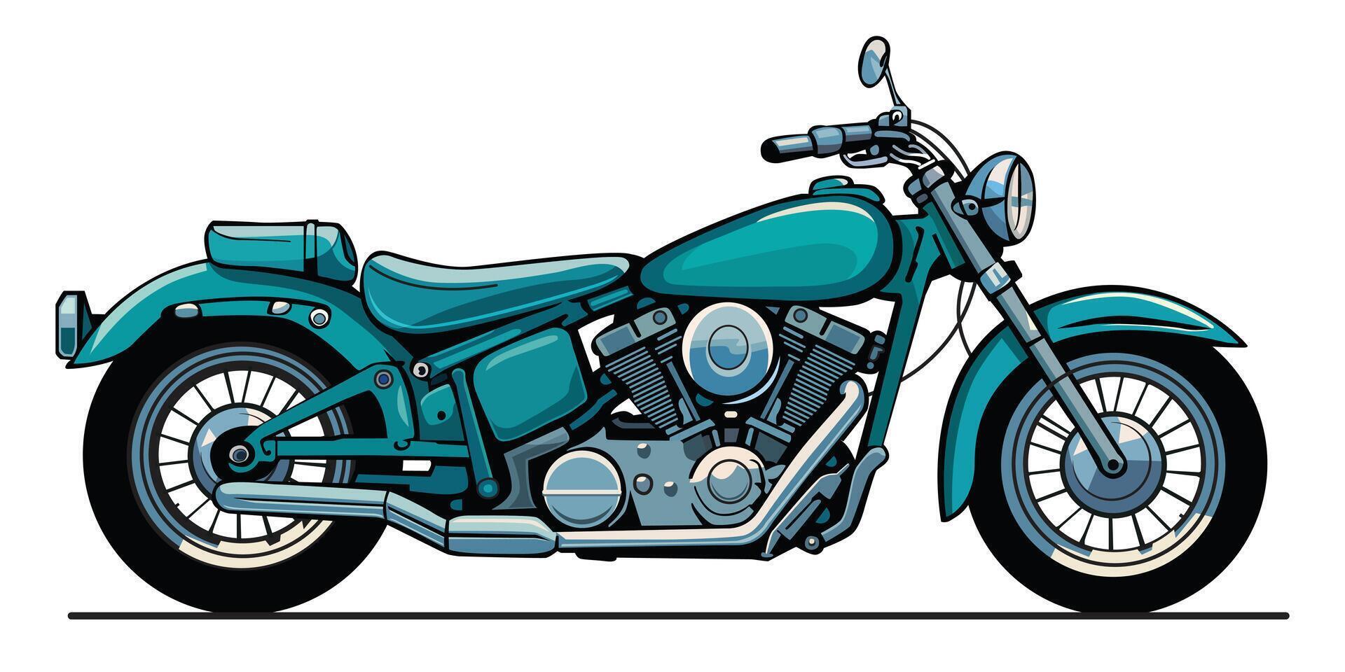 Classic Blue Motorcycle Illustration isolated on a white background. vector