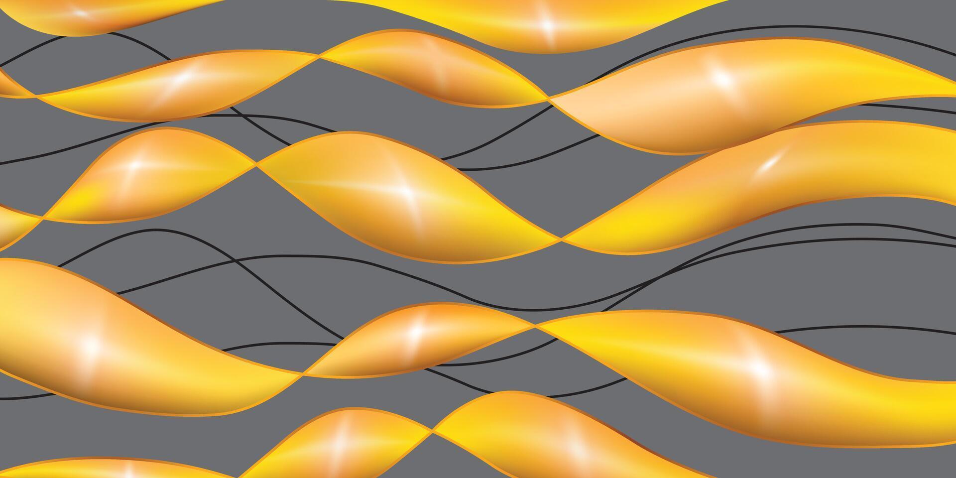 Abstract yellow gold shapes with lines illustration. vector