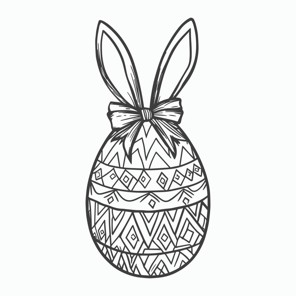 Easter Egg with Bunny Ears and Intricate Geometric Patterns Perfect for Coloring and Crafting vector