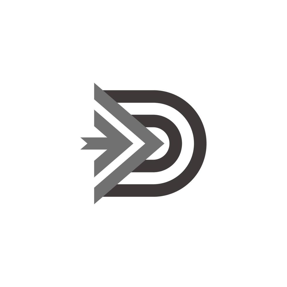 letter d stripes arrow motion geometric logo vector