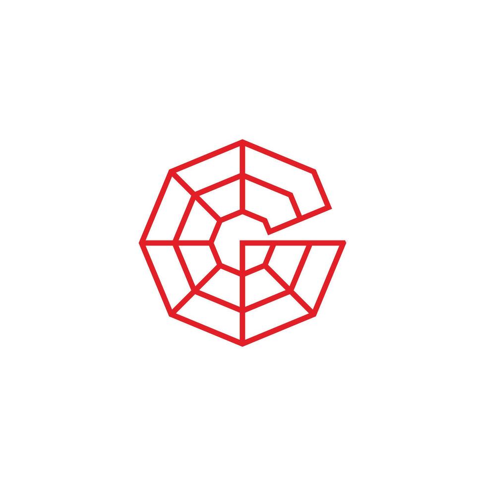 letter g polygonal lines wire geometric simple logo vector