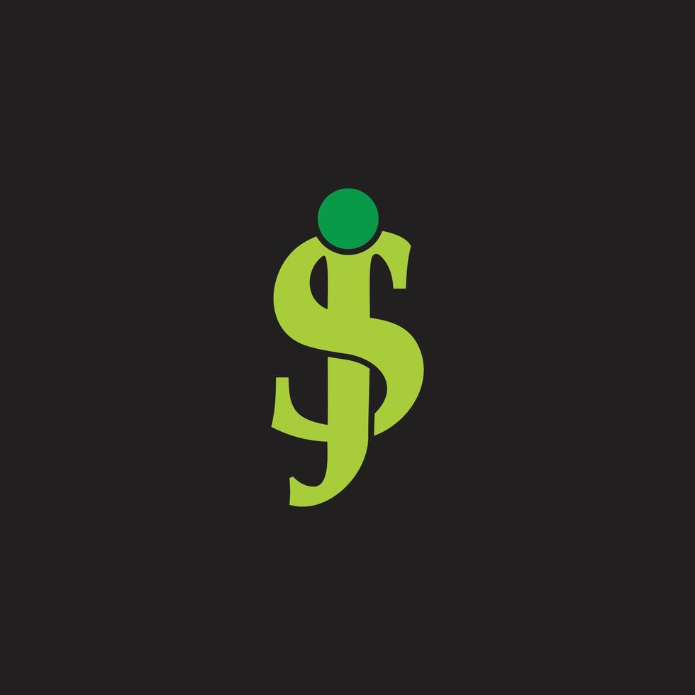 letters sj green dollar linked logo vector