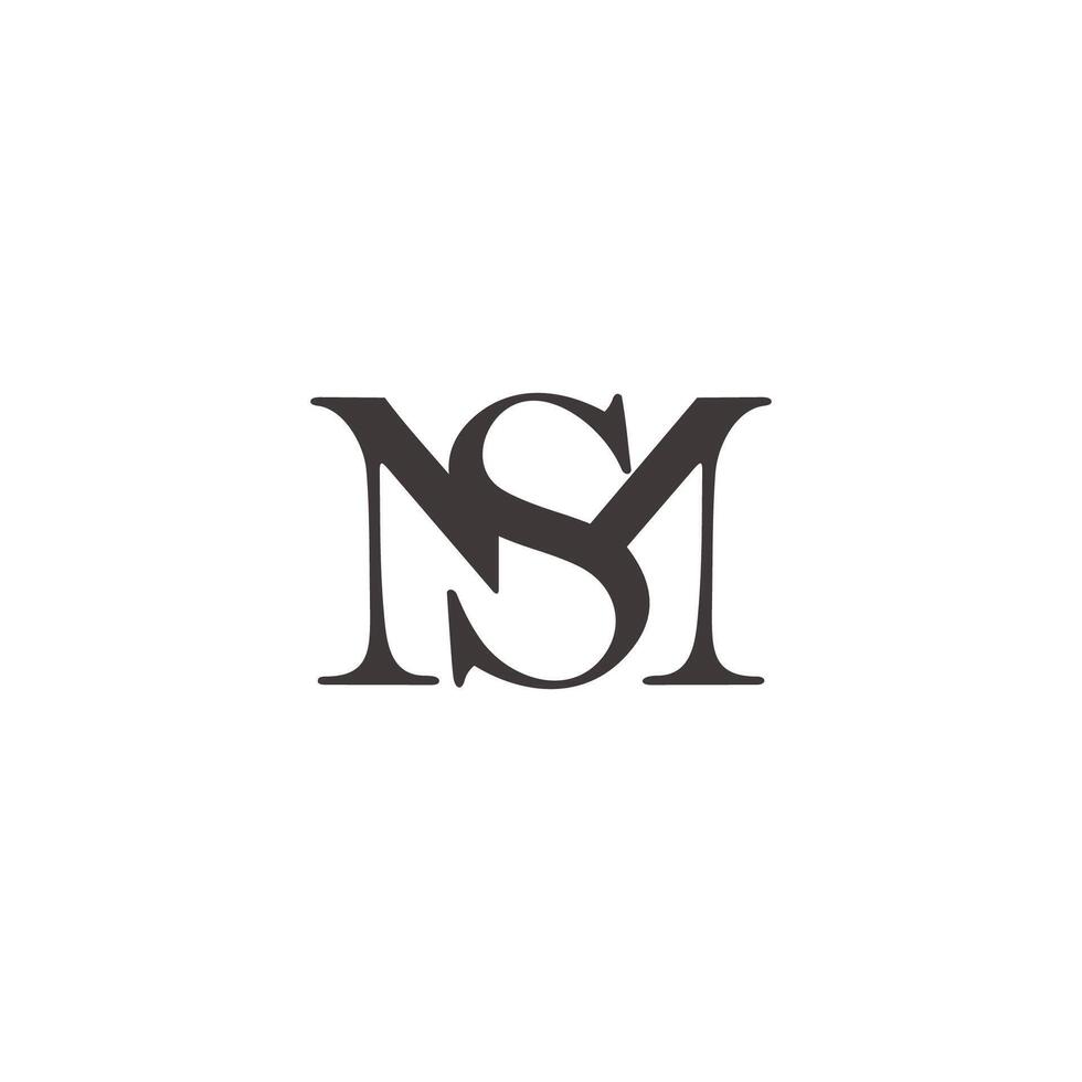 letter ms simple linked font connect logo vector