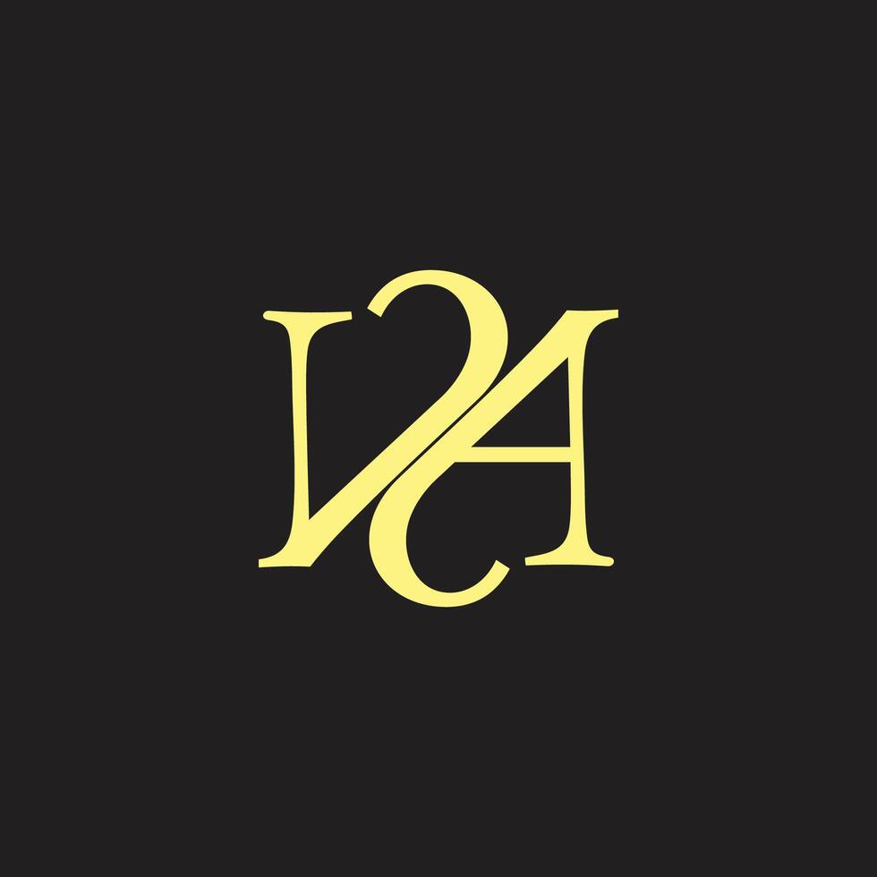 letter va linked curves font simple logo vector