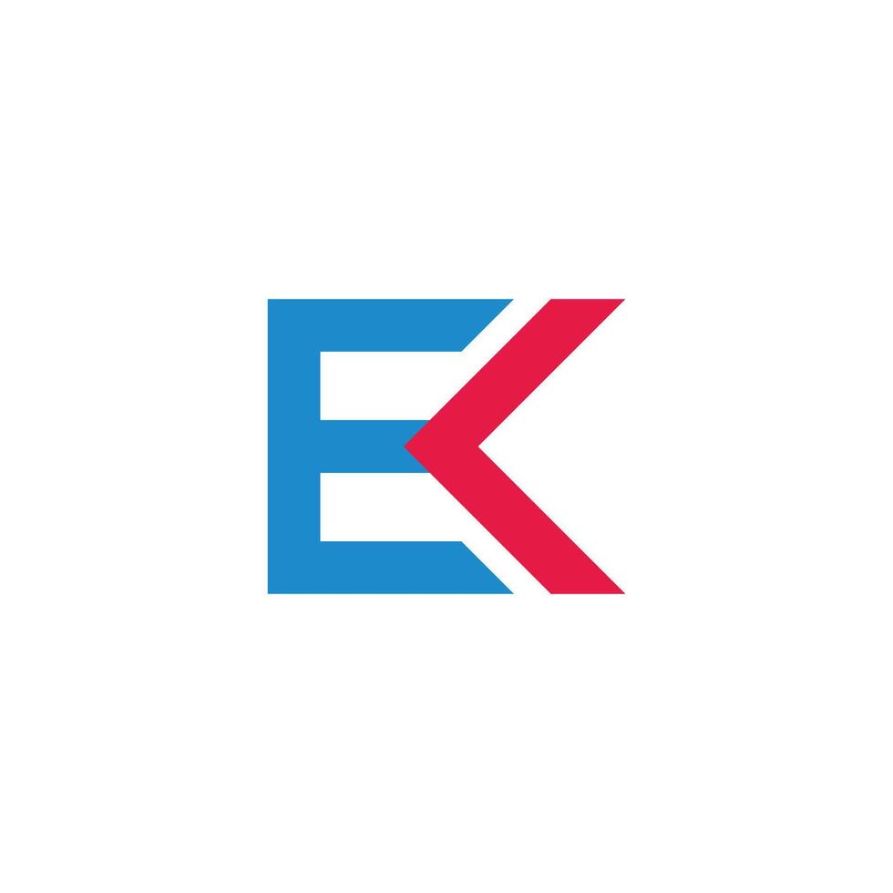 letter ek ke linked colorful arrow simple logo vector