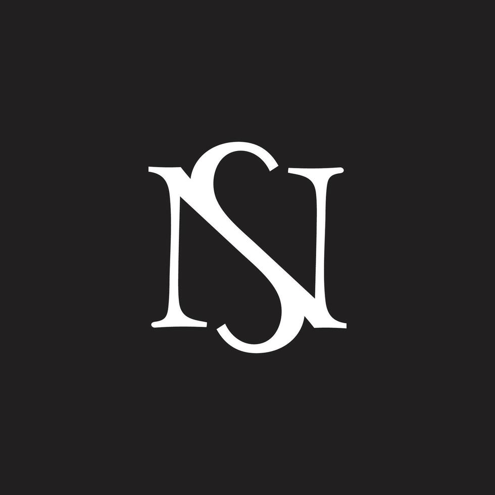 letter ns linked simple font curve logo vector