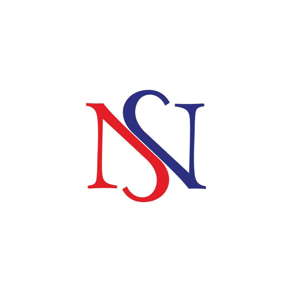 letter ns linked colorful font logo simple vector