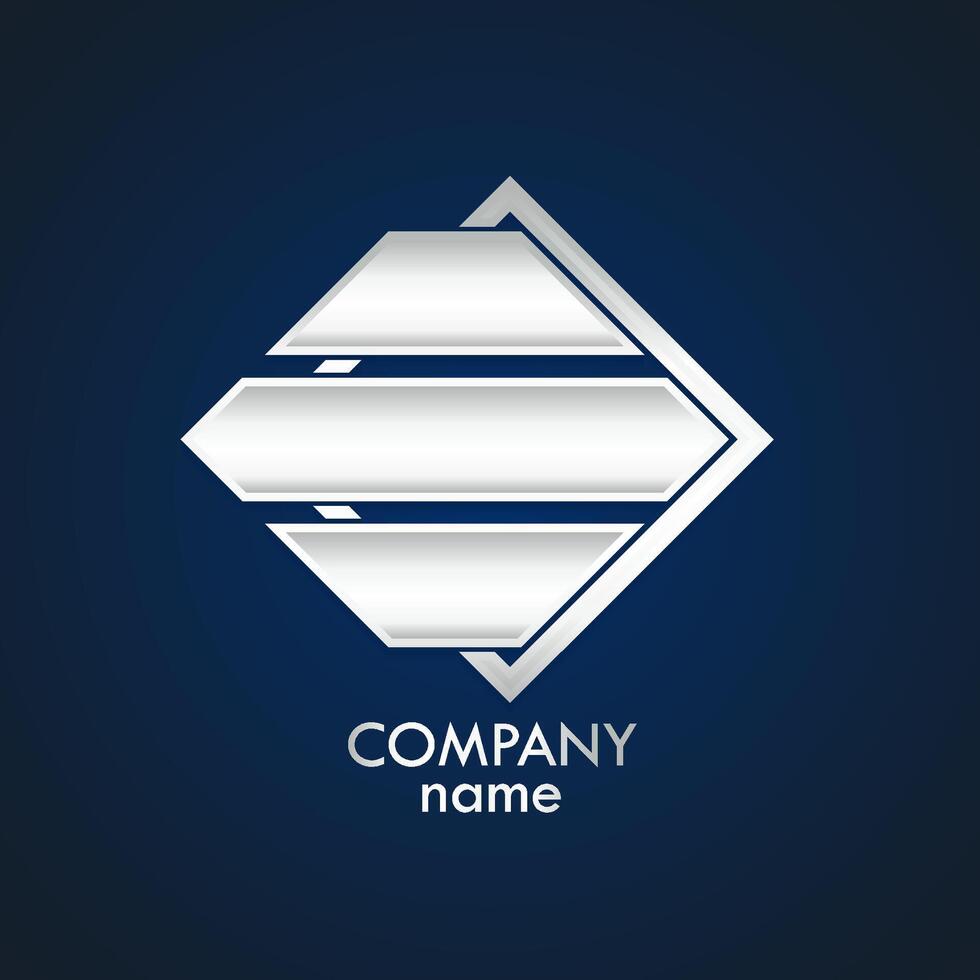 3d silver square modern logo vector