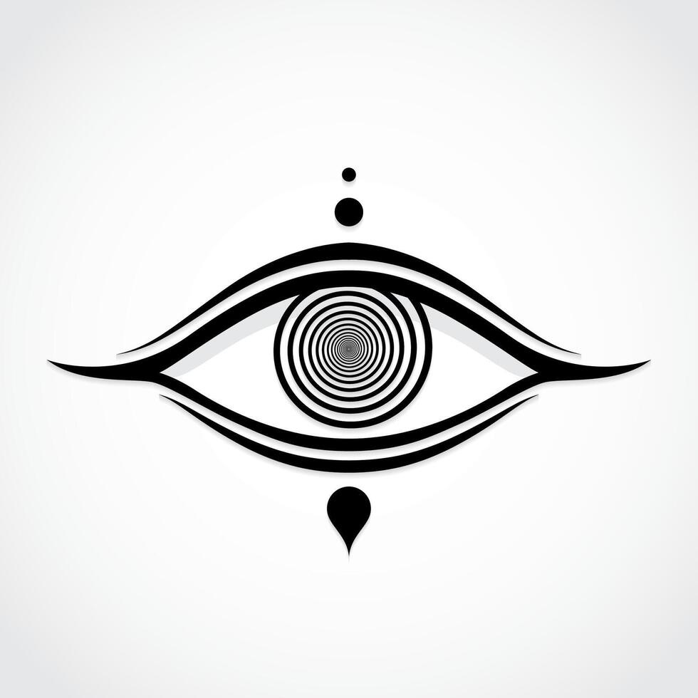 eye with spiral pupil monochrome logo symbol vector