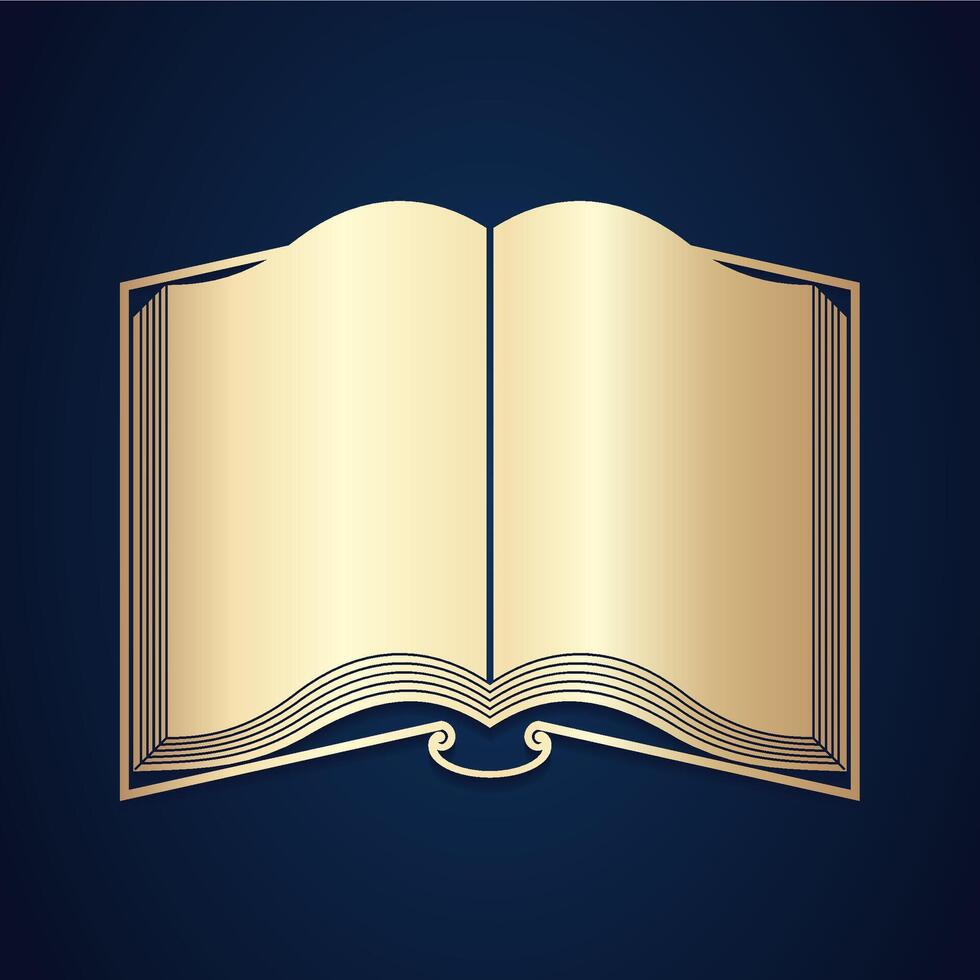 golden book education theme logo design vector