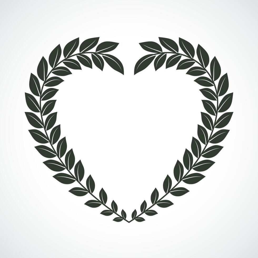 laurel wreath heart label vector