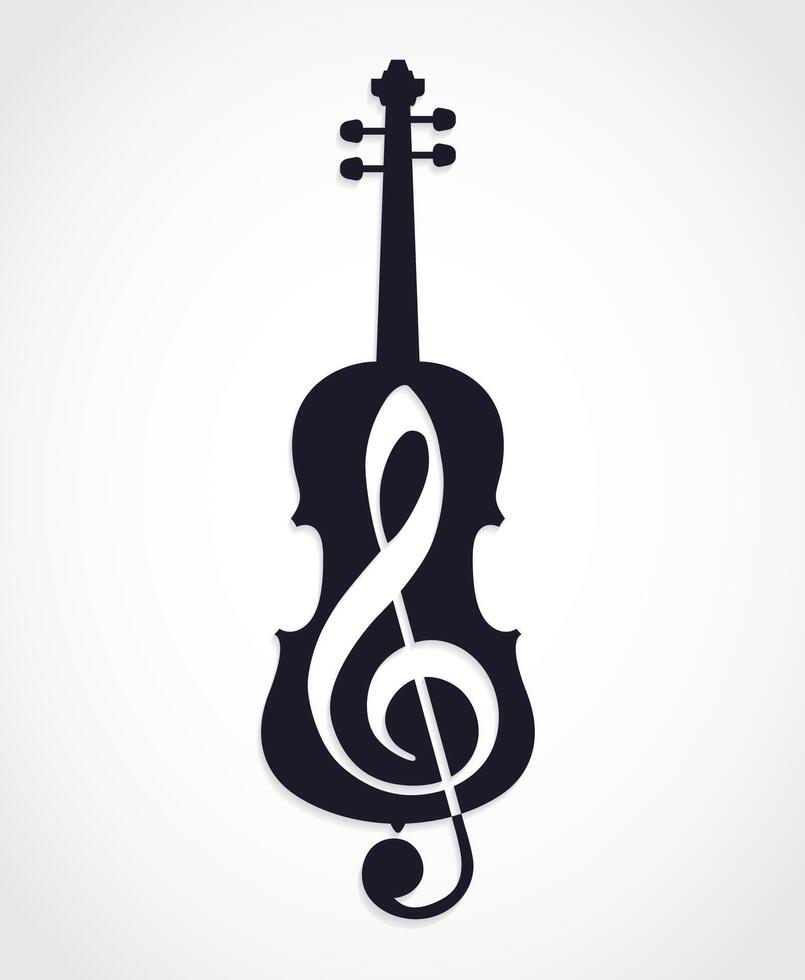 silhouette negative shape violin clef logo vector
