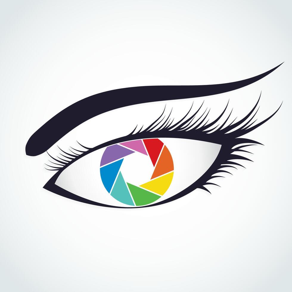 colorful camera shutter woman eye symbol vector
