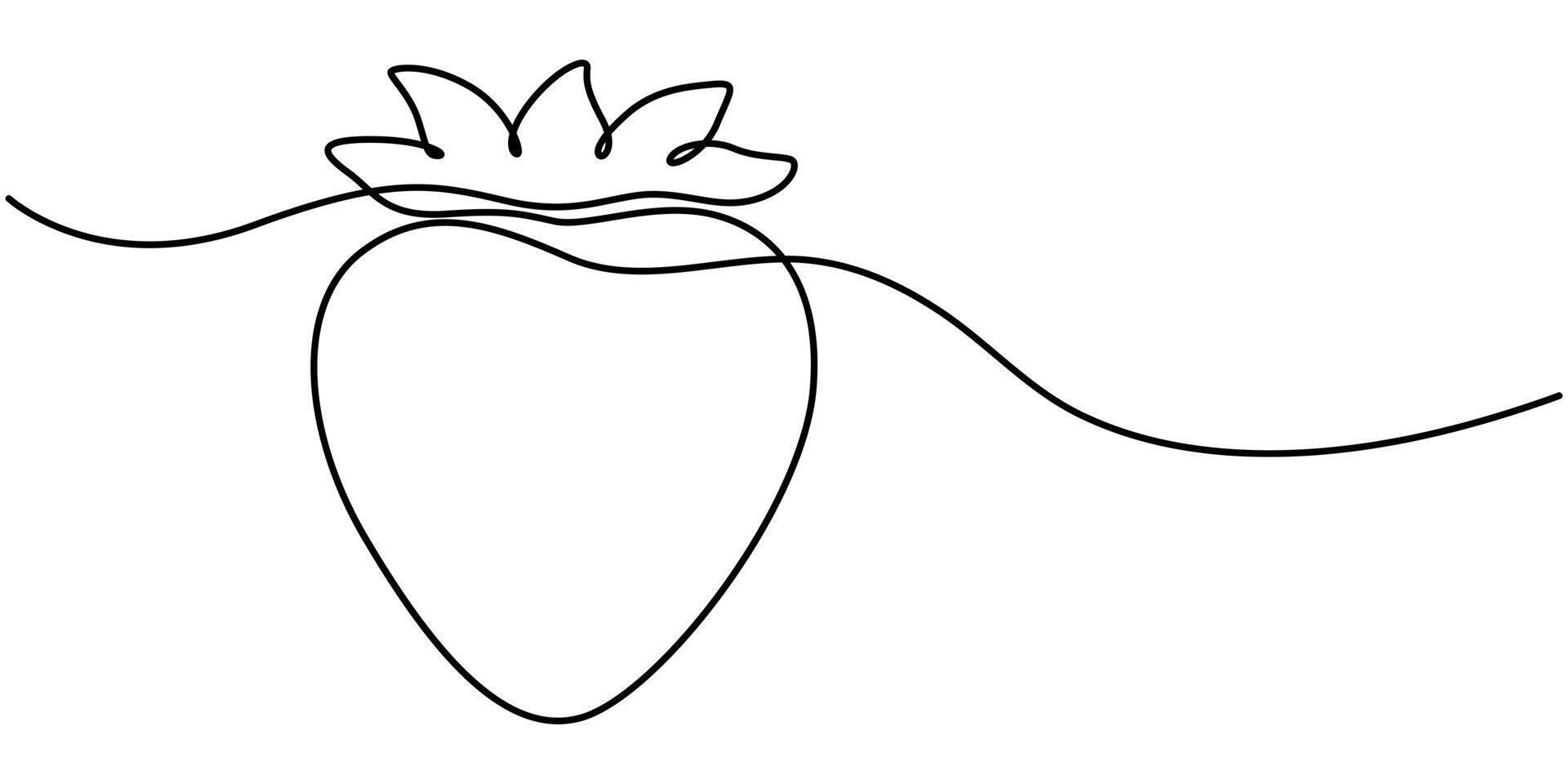 Minimalist Line Drawing Strawberry illustration One continuous line drawing of strawberry Editable black stroke vector
