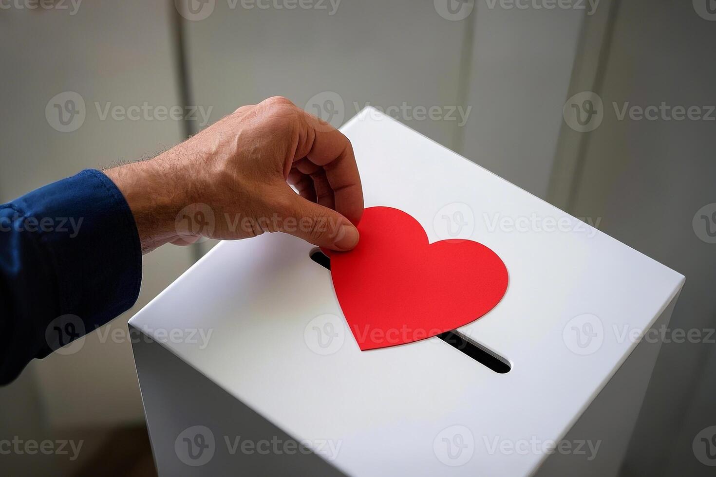 Hand Donating A Red Heart Representing Love And Generosity photo