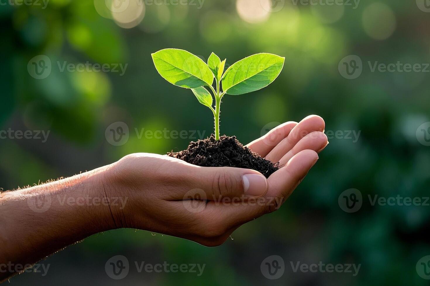 A Caring Hand Cradles A Fresh Sprout Signifying Growth And Hope photo