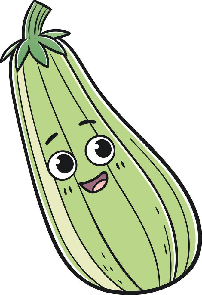 A happy and cute cartoon zucchini vector