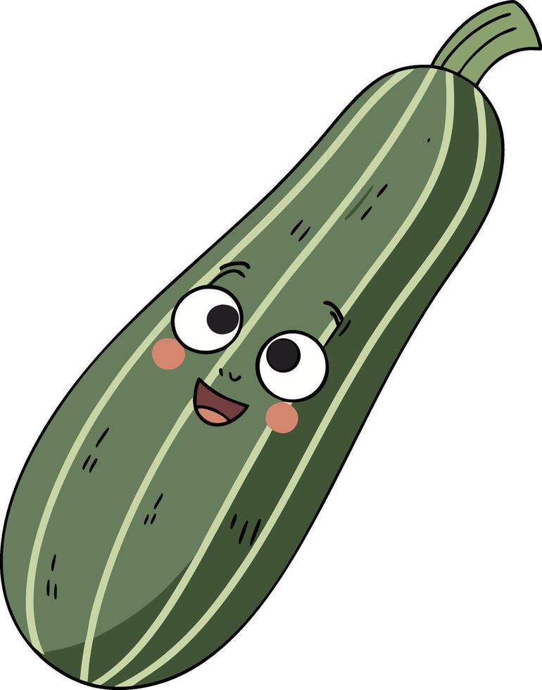 A happy cartoon zucchini vector